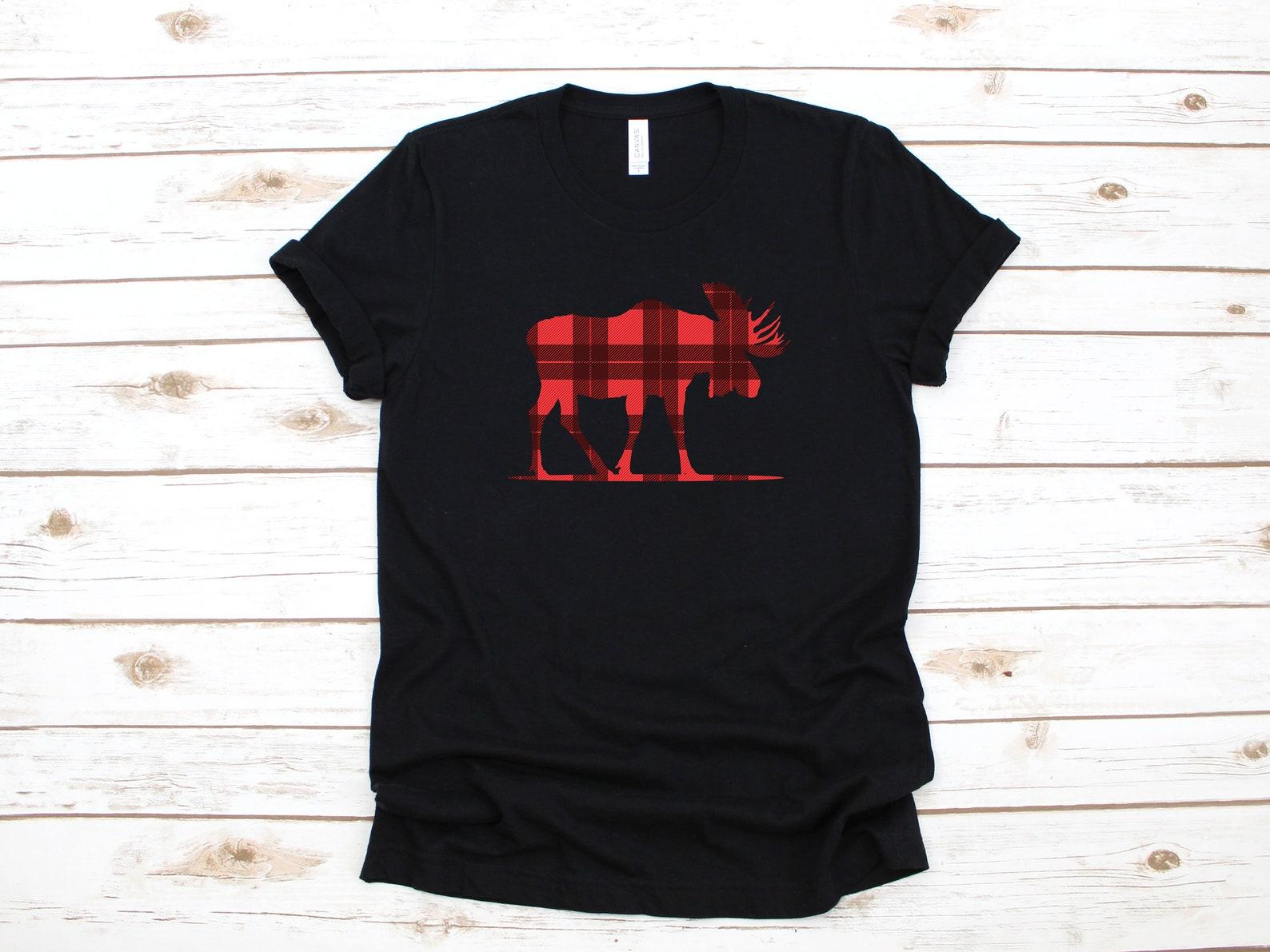 Plaid Moose T-Shirt, Moose T-shirt, Tank Top, T-shirt, T-shirt,T-shirt, Kids Tee Apparel Gift XL