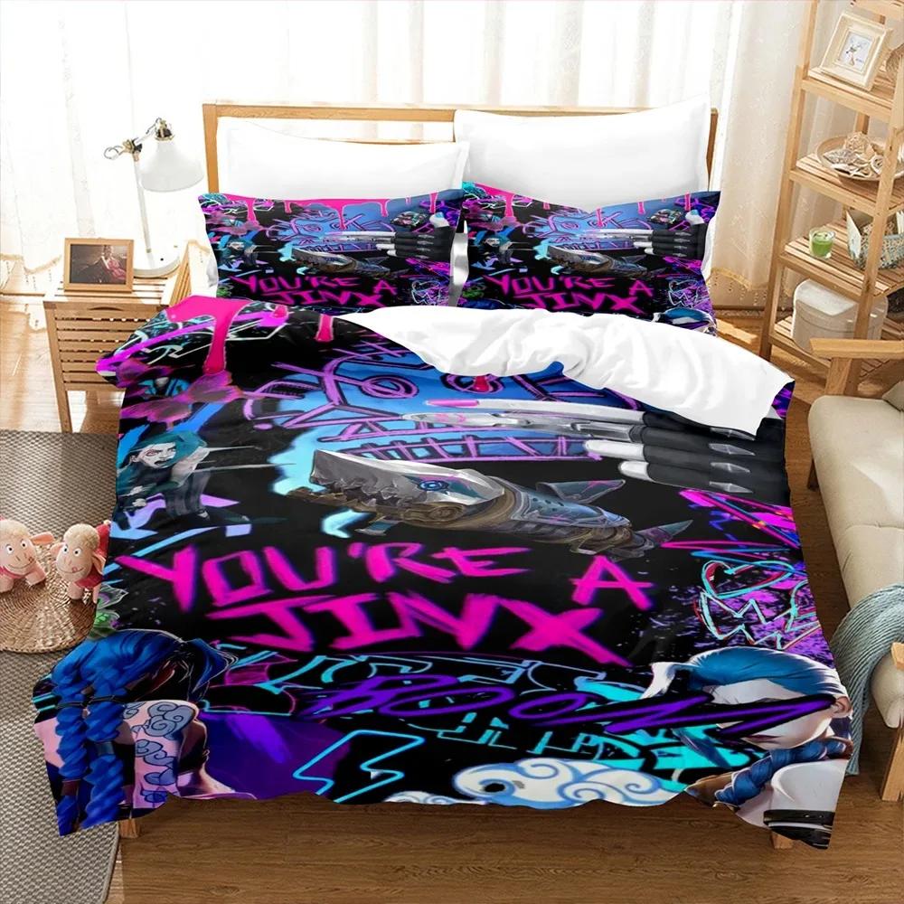 Arcane J-Jinx 3D Printed Bedding Set Pillowcase Duvet Cover Double Twin Full Queen King Adult Kids Bedroom Decoration Gift
