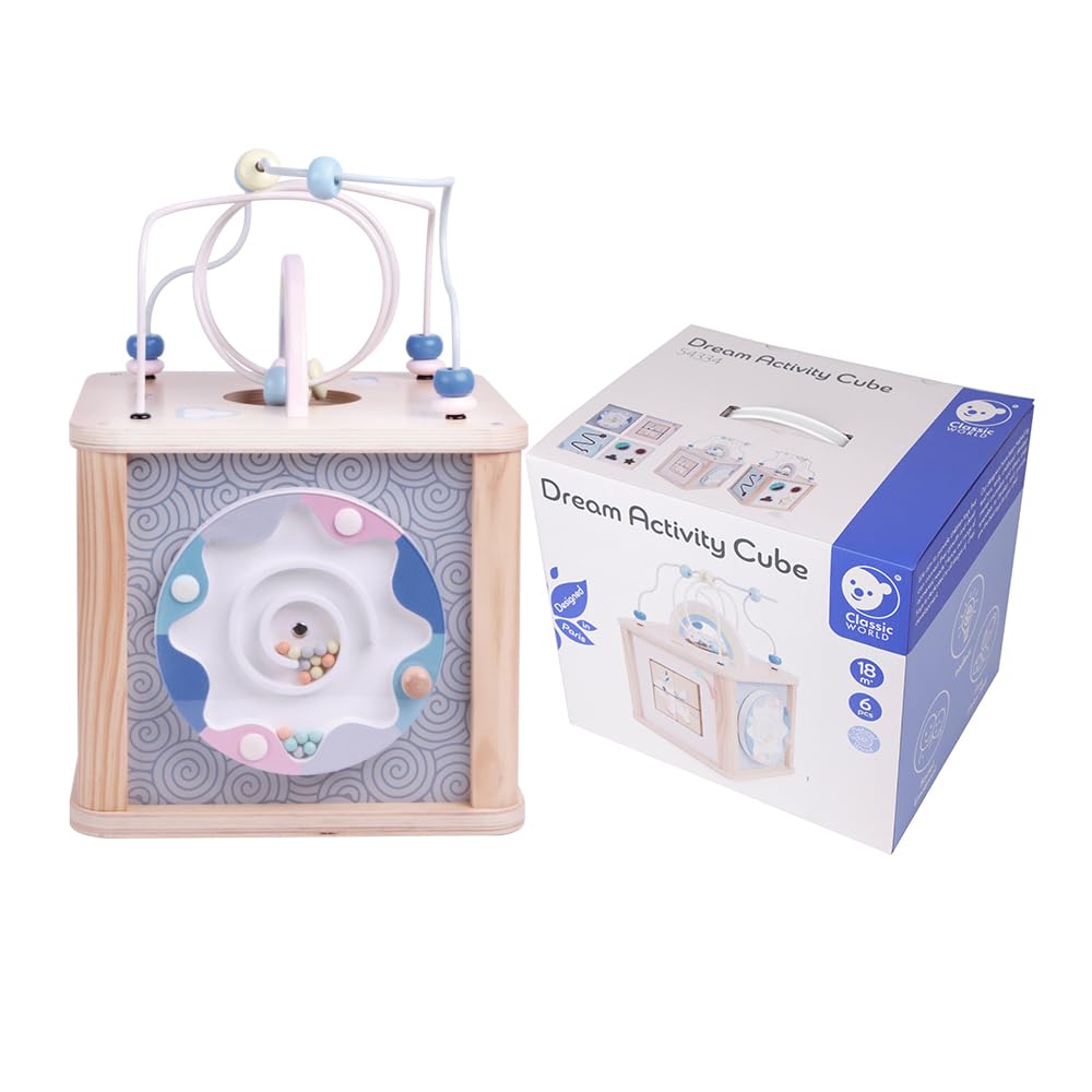 Activity Box Looping Bead Coaster Shape Matching Montessori Educational Toy Wooden 1 Year Old Gift Classic World Dream Activity Cube (CL54334)