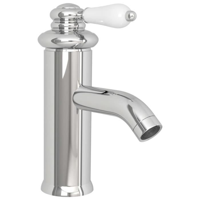 Robinet de lavabo - vidaXL - 130x180 mm - Finition chromée - Laiton - Monotrou