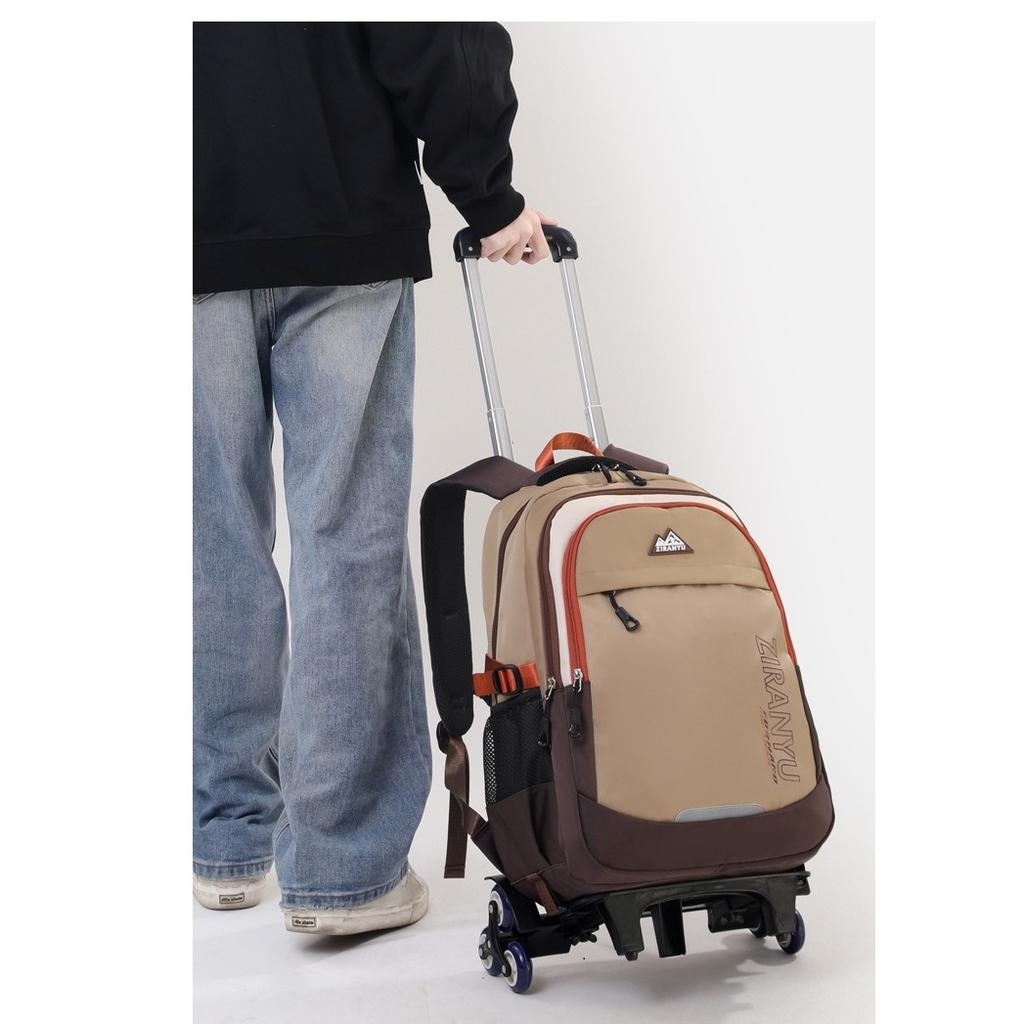 Junior High School Student Trolley Backpack Simple High Quality Ins Campus Rolling Backpack