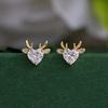 European and American exquisite antlers, love stud earrings, zircon-inlaid cute lady jewelry, Christmas holiday models