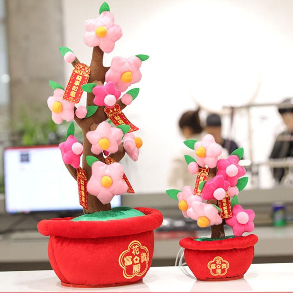 Peach Blossom Tree Pot Realistic Peach Fruit Tree Simulation Plush Orange Tree Potted Orange Tree