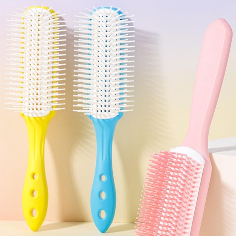 Ergonomic Detangle Hairbrush With Soft Bristles And Hollow Out Designs Hairdressing Tool Styling Comb For Oild Head