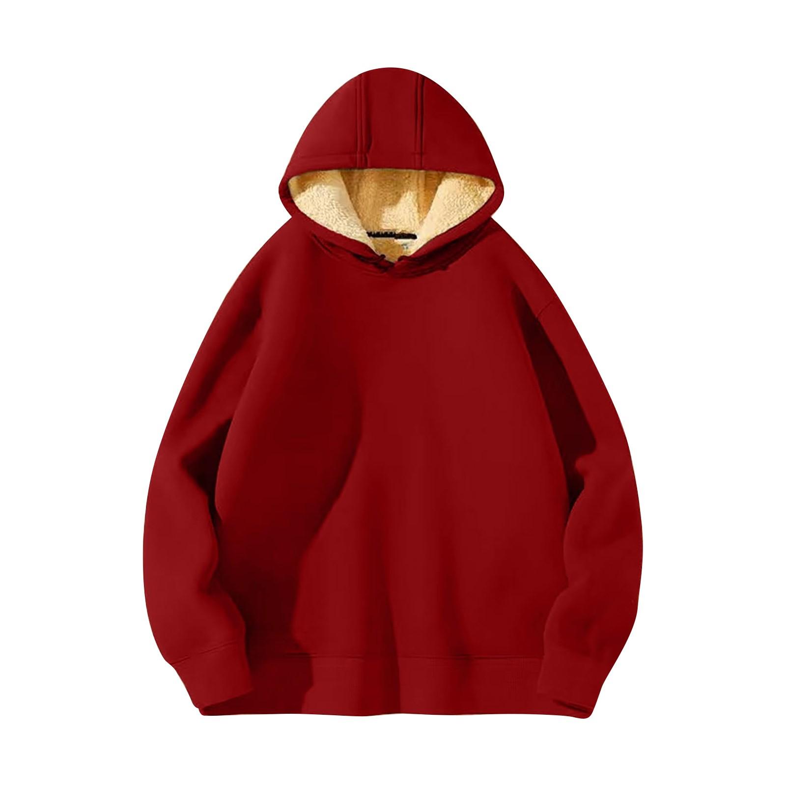 

Женские повседневные толстовки с капюшоном, зимняя теплая флисовая подкладка, пуловер с капюшоном и длинным рукавом M винный