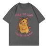 Born To Slay Forced To Work Funny Hamster Meme Tshirt High Quality Fashion Short Sleeve T Shirt Unisex Women Casual Loose Tshirts