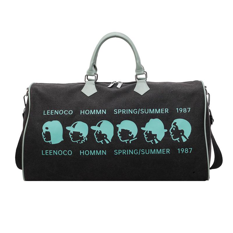 

2026 New Cartoon Print Canvas Duffle Bag Large Capacity Travel Bag for Men Women Gym Weekender Overnight Bag with Shoulder Strap чёрный