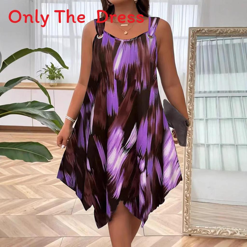 Geometric Pattern Sleeveless Dress With Gradient Colors For Casual Spring Summer Womens Fashion