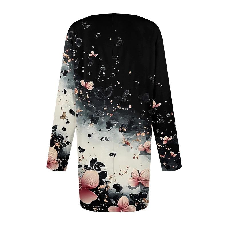 Women's Fashion Large Size Round Neck Long Sleeve Casual Print Loose Pullover Top T-Shirts Women’s