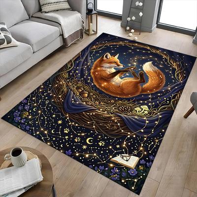 1PC Fox Night Extra Large Non-Slip Floor Carpet, Office, Family, Bedroom, Studio - Large Area Rug,Longlasting Material-K0416