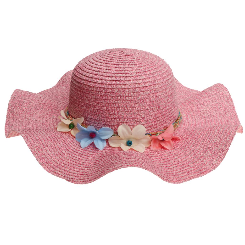 Women Girls Beach Floppy Foldable Sun Hat Wide Brim Straw