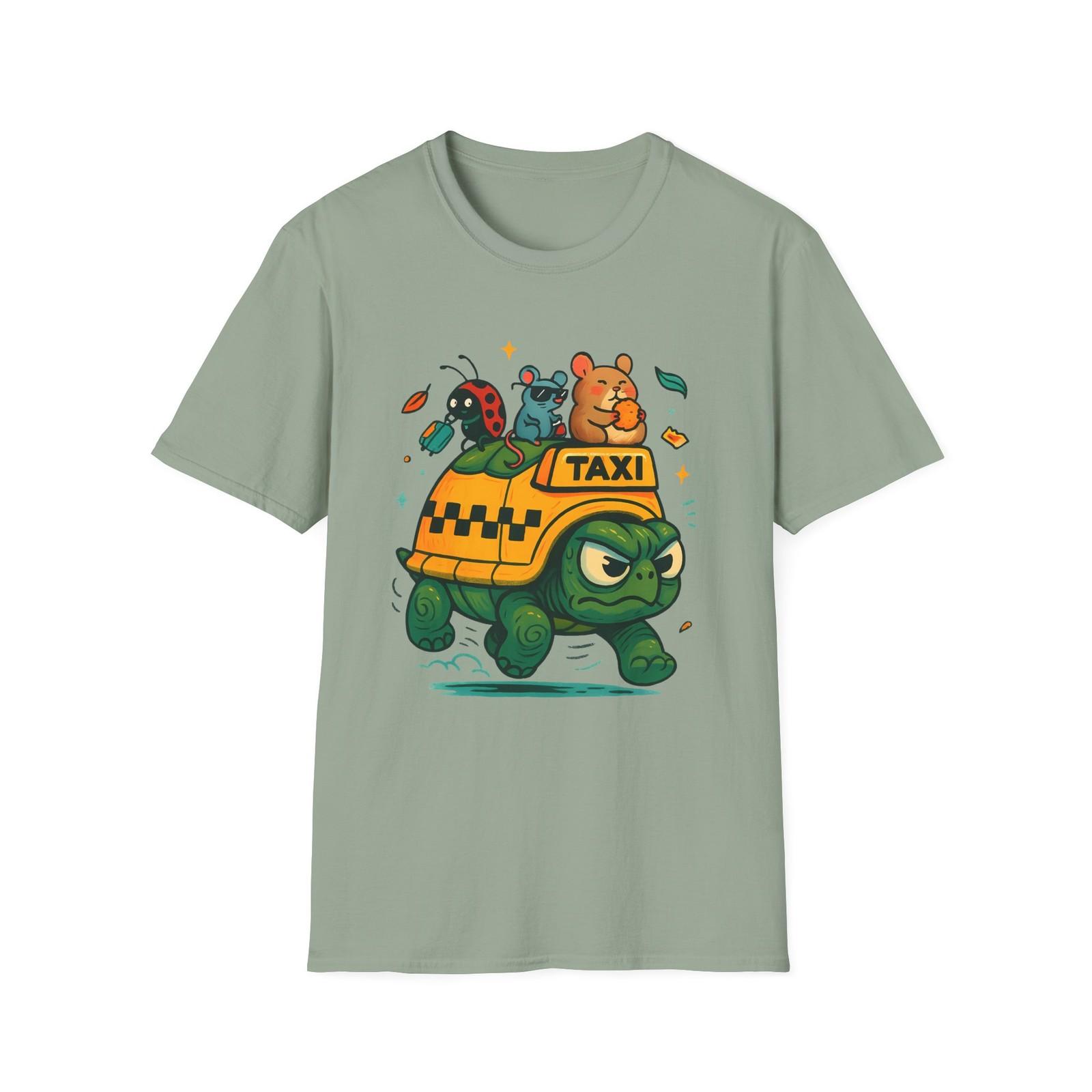 Unisex Softstyle T-Shirt Mens Womens Tees Top Surreal Turtle Taxi Whimsical Critters Cartoon 3XL