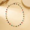Vintage Colorful Crystal Bead Heart Choker Necklace for Women New Fashion Boho Gold Color Chain Jewelry Charm Summer Beach Gift
