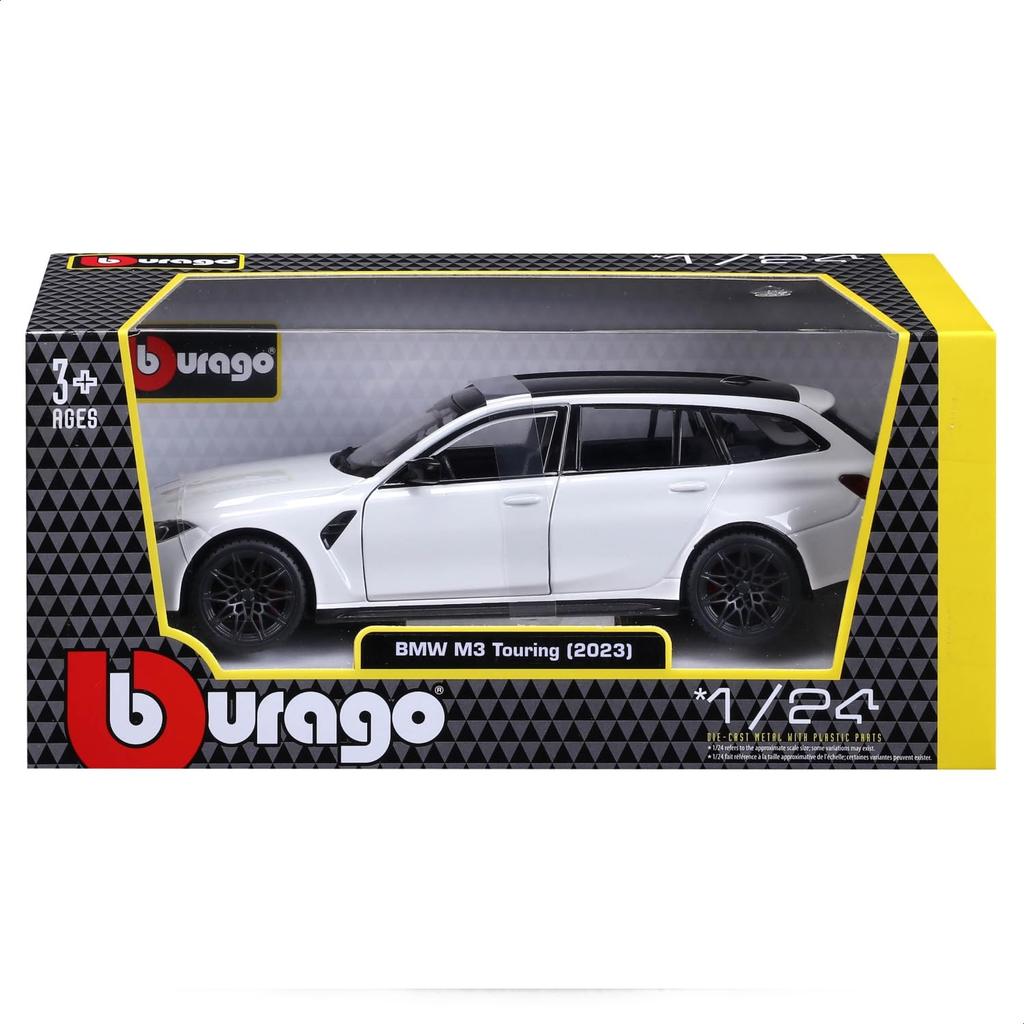 Bburago 1/24 BMW M3 Touring 2023 White / Diecast Miniature Car, Finished Model 18-21112 WT