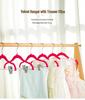 Children's Non-slip Flocked Hangers with Metal Clips for Clothing Displays