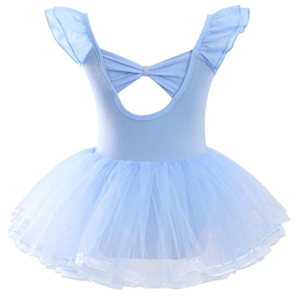Ruffle Sleeve Gymnastics Tutu Skirts Breathable Ballet Performance Costume  Examination