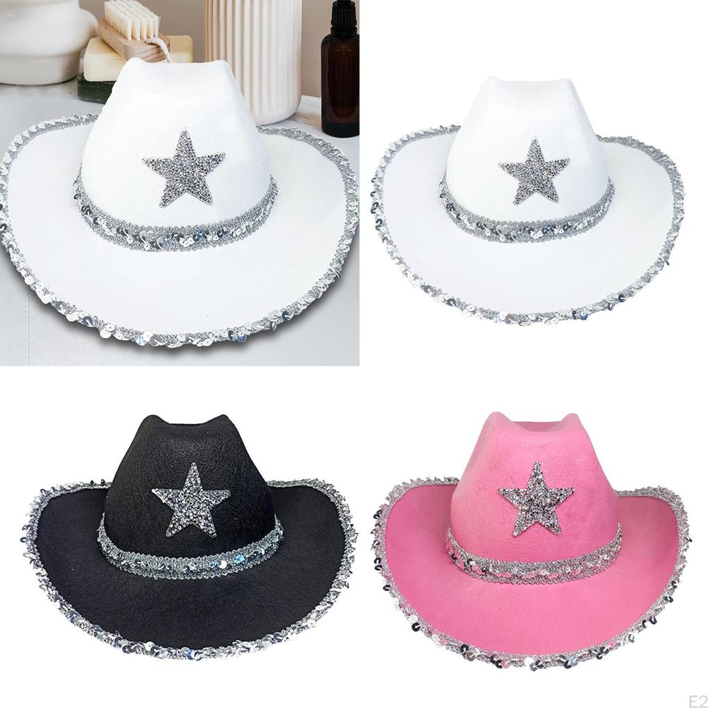 Novelty Hat, Party Hat ,Wide Brim Sequin Star ,Ladies ,Western for Ladies Engagement Fancy