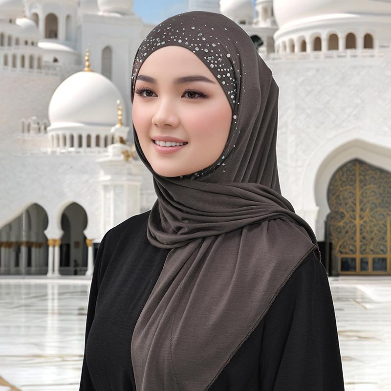Diamant-Modal-Jersey-Hijab-Dreiecksschal für Frauen, muslimische Hijab-Schals, weiche Tücher für Damen, einfarbig, islamisches Stirnband, Turban