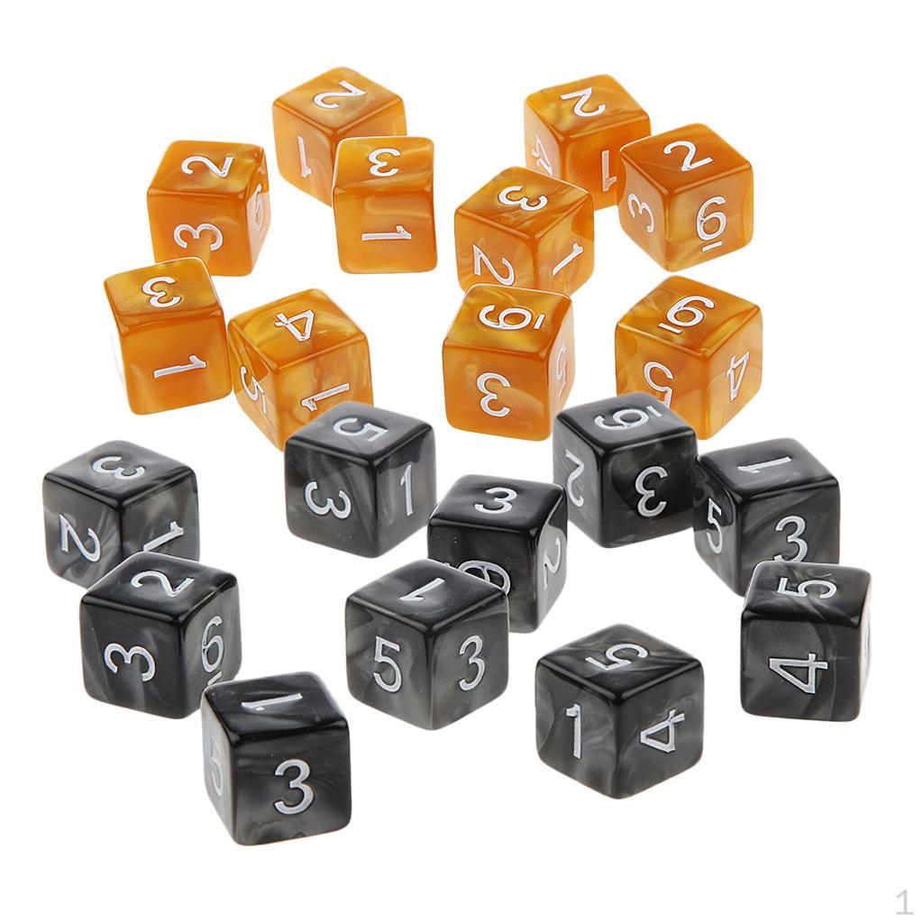 20 Pcs Opaque Set D6 Six Sided Die Place for