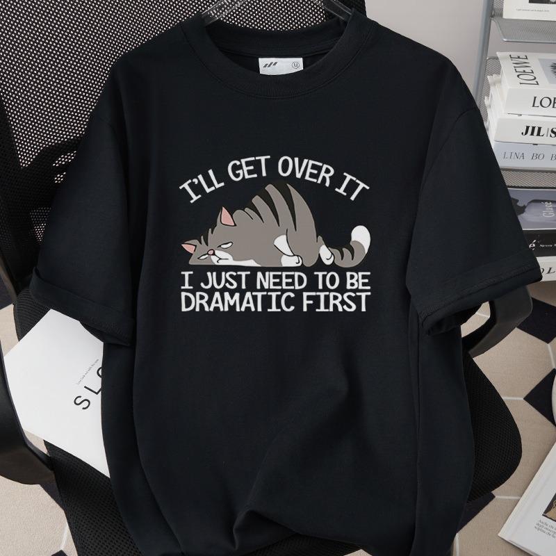 Interesting Cartoon Cat Short Sleeved T-shirt Neutral Casual Versatile Top Cute Cartoon Cat Daily Commuting Casual Home Clothes