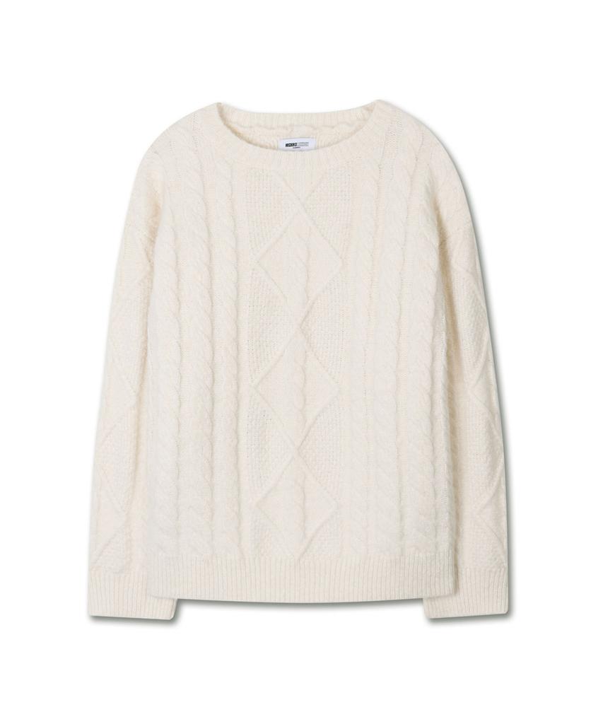Michikoleondeonkosino Fisherman Cable Wool Knit Cream