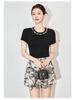 Beaded High-Elastic Fashionable Casual Women's T-Shirt Top 