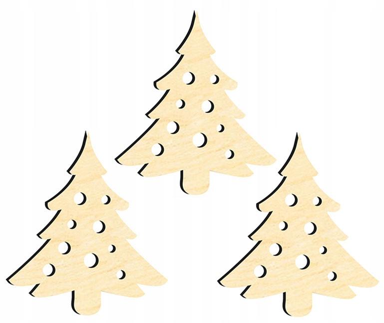 Wooden Christmas Tree Decorations Z36 3 Pcs.