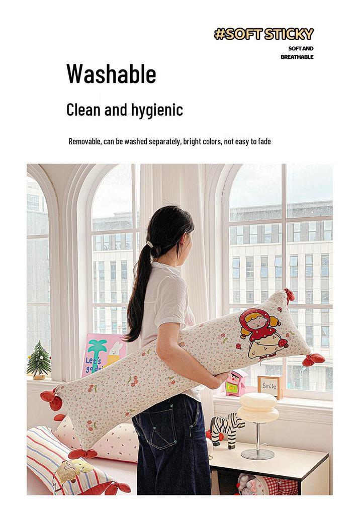 2026 Cotton Appliqué Embroidery Removable Washable Long Cushion 32x100cm
