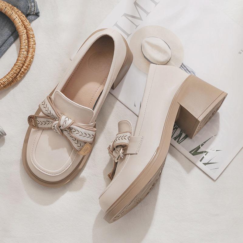 British Style Shoes Woman  Loafers with Fur Autumn Clogs Platform Slip-on Round Toe Female Footwear Oxfords Preppy New Fall