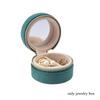 Mini Round Velvet Jewelry Box Portable Travel Organizer Case with Mirror and Zipper Rings Earrings Necklaces Small Accessories