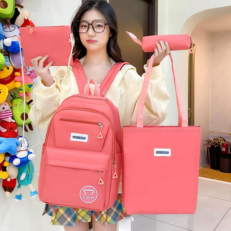 

Simple and Versatile Solid Color Student Schoolbag for Women with Large Capacity Casual Backpack