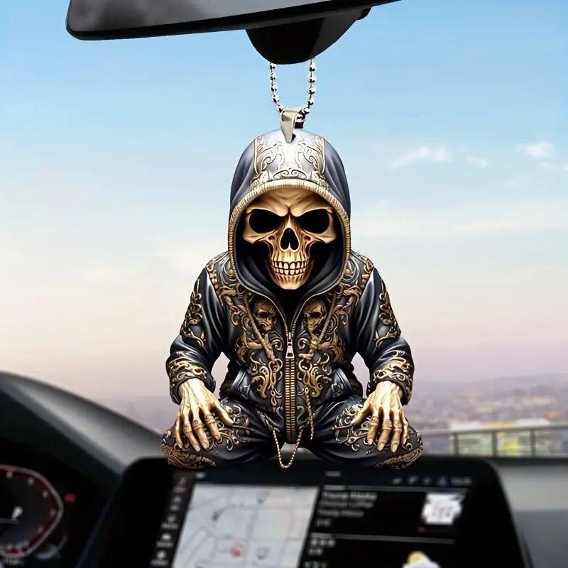 

Очаровательное акриловое украшение в виде скелета для автомобиля, идеально подходящее для стильного украшения салона автомобиля на Хэллоуин 1