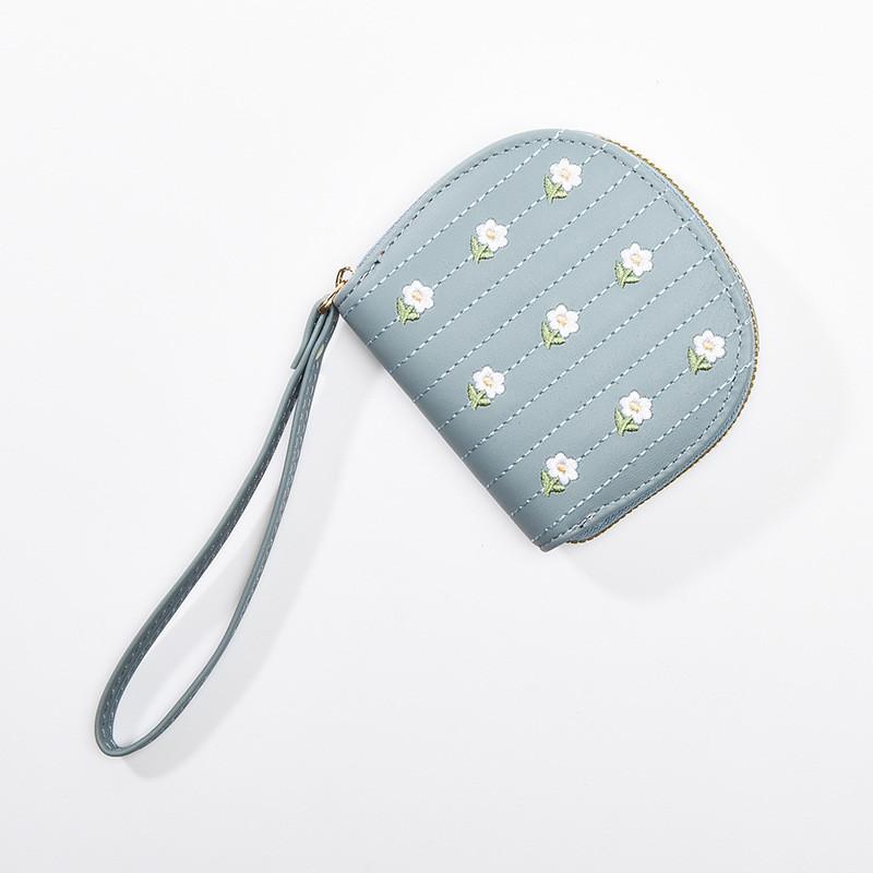 New Korean Style Coin Purse Women Short Fresh Floral Pattern Student Zipper Card Holder Multi-function Coin Clip