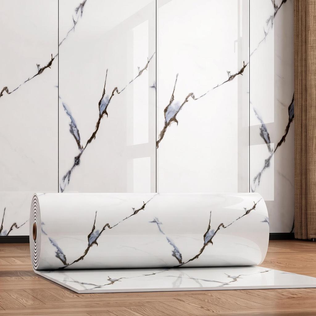 Gold-Plated Marble-Style Waterproof Wall Stickers for TV Backgrounds