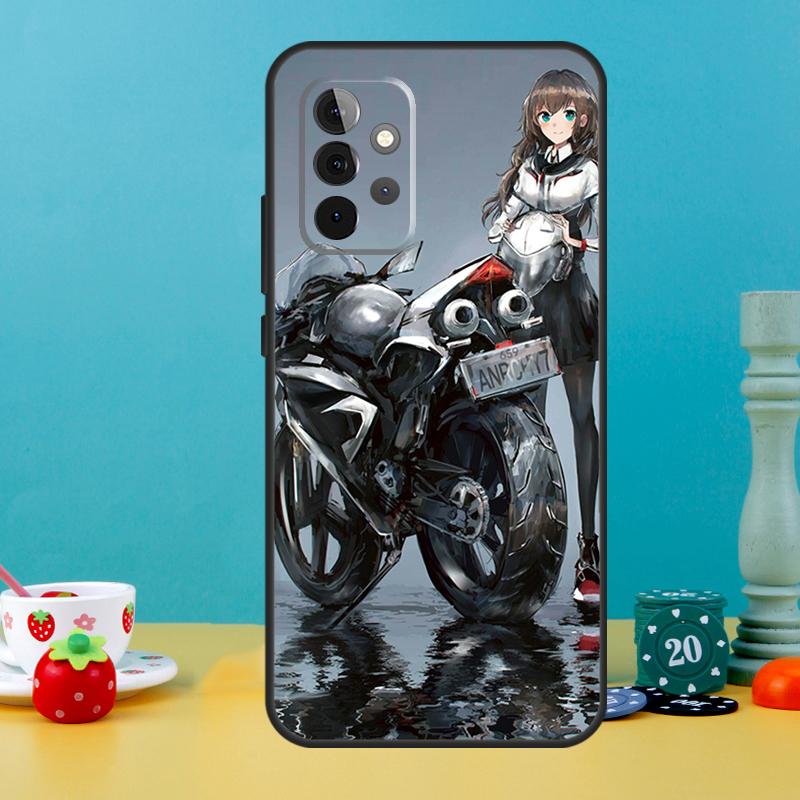 Motorcycle Girl Anime Case For Samsung Galaxy A05 A36 A56 A26 A16 A53 A33 A13 A12 A32 A52 A55 A35 A15 A54 A34 A14