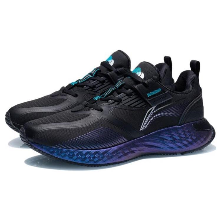 New LiNing Cloud Shield Wear Resistant Low Top Running Shoes Men's Black Purple AGLR233-53