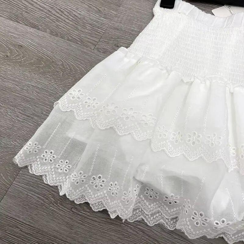Plus Size Fluffy Layered Pleated High Waist A-line Skirt Pants for Women, Spring/Summer Trendy