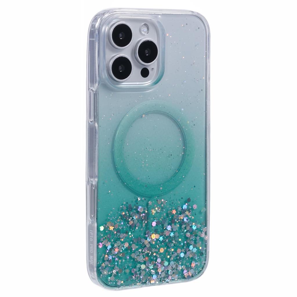 For iPhone 16 Pro Max Case Compatible with MagSafe Sparkle Epoxy TPU+Acrylic Phone Cover