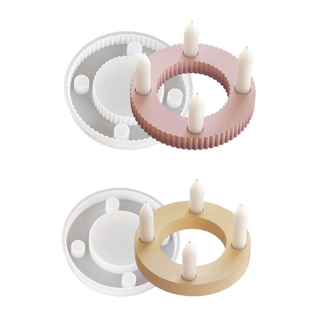 Four Holes Candlestick Silicone Mould Plaster Resin Making Molds DIY Candle Holder Gypsum Mold for Table Decorations
