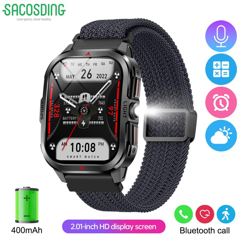 SACOSDING Rugged Smart Watch Men Outdoor Sport Smart Watches Heart Rate Monitor Bluetooth Call Man Smartwatch For Androd ios