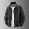 Spring Autumn Polo-neck Solid Loose Casual Zipper Coat Male Long Sleeve Simple All-match Cardigan Jacket Top Men