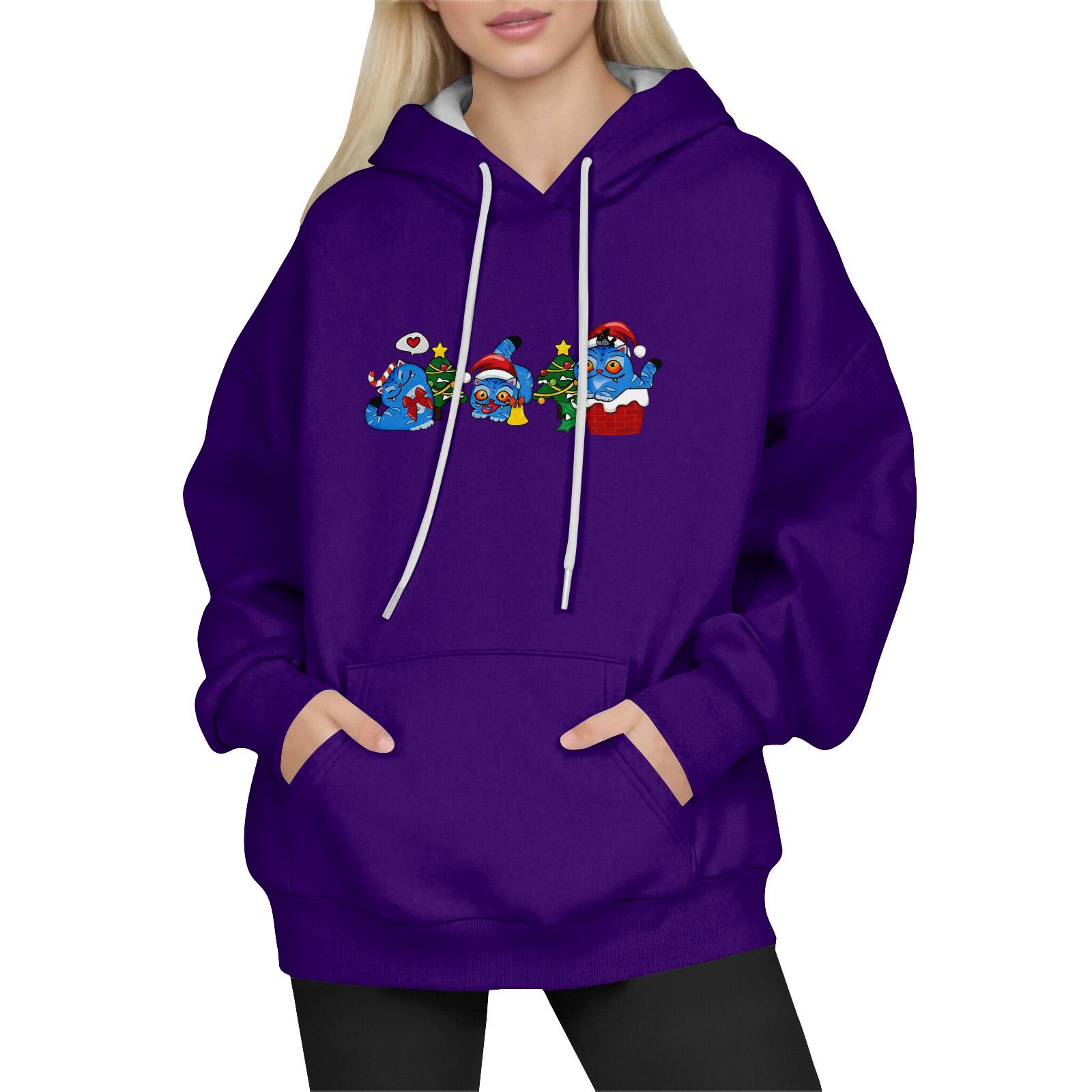 

Women s Fashion Long-Sleeve Pullover Hoodie with Fun Movie-Inspired Prints L