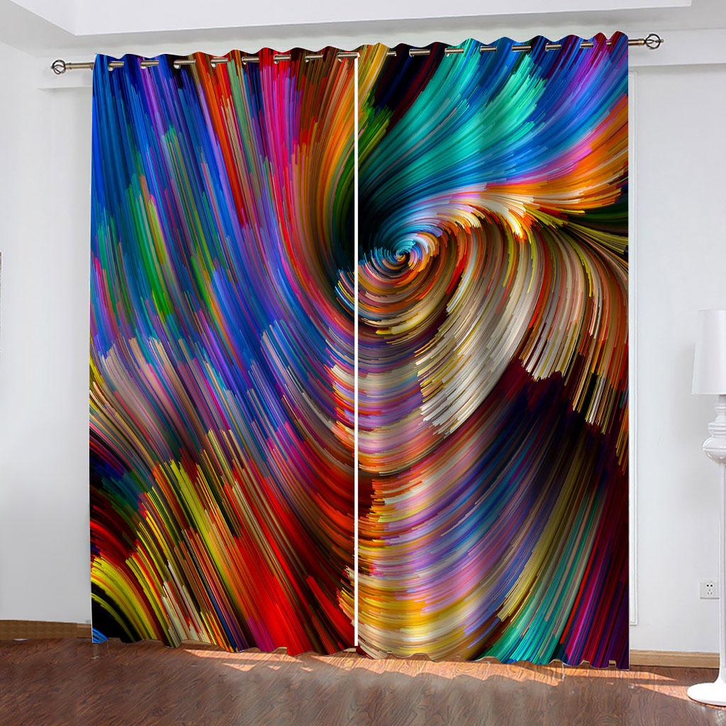 HUANZHUANG Curtain for Kids Room Multicoloured and Gorgeous Print Bedroom Set, Curtains for Living Room Window Treatment Drapes