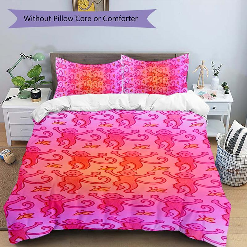 Monkey 3pcs Bedding Set Duvet Cover Closure Includes 1 Duvet Cover & 2 Pillowcases for All Seasons Bedroom Home Dorm Decor