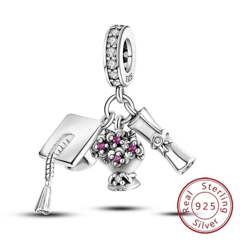 Original Copper Charms Beads Pendant Lotus Tulip Rose Carnation Flower Series Bead Fit Bracelets Women Jewelry Gift