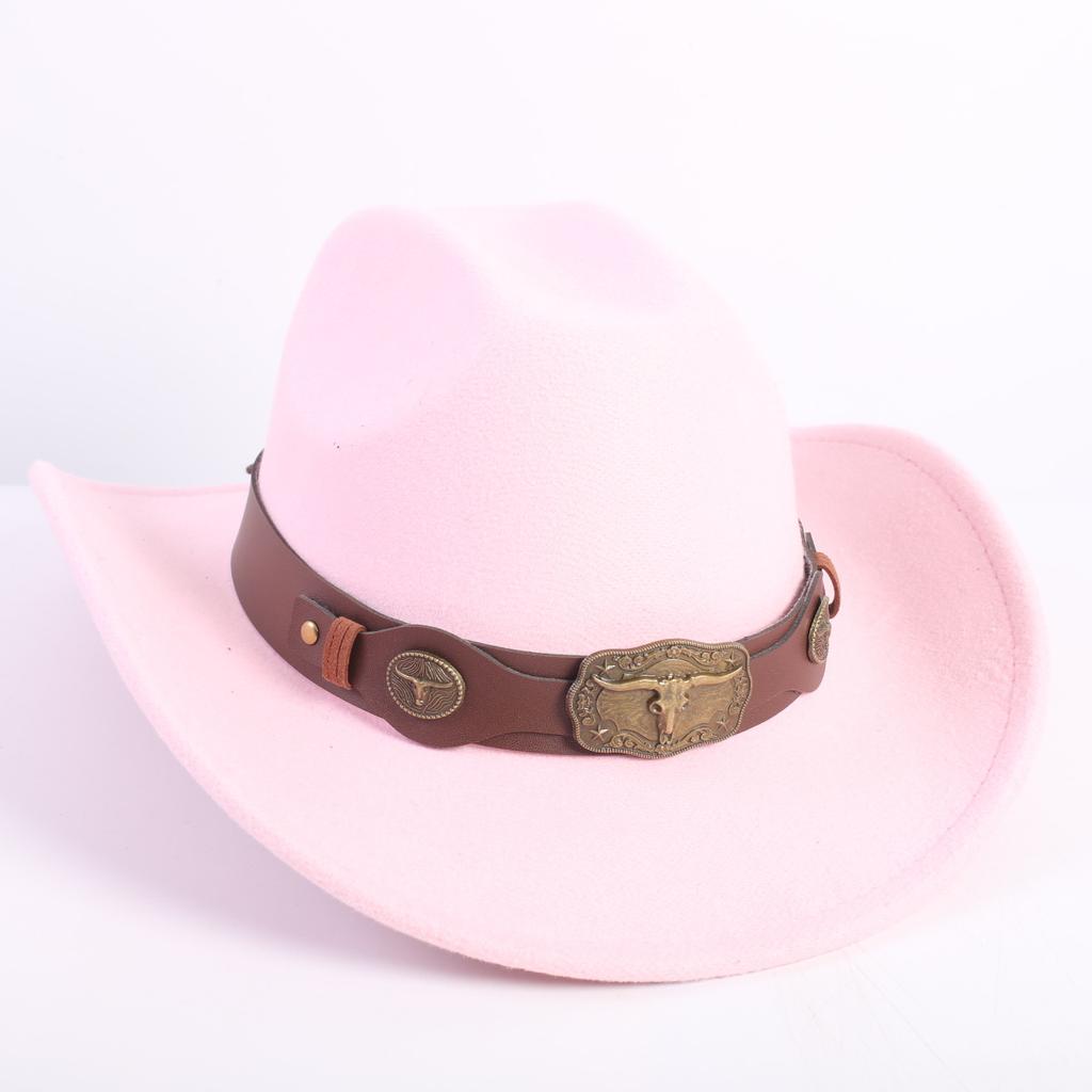 Popular European and American Fashion OL Style One-word Cowboy Hat Men's and Women's High-end Top Hat Jazz Hat Felt Hat