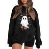 Women's Neck Long Sleeve Loose Fit Casual Sweatshirt Pullover Top with Halloween Print