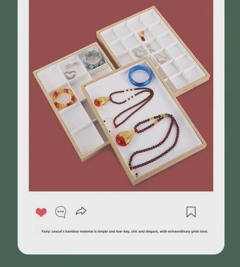 Bamboo and Wood Velvet Jewelry Tray for Bracelets and Earrings Display