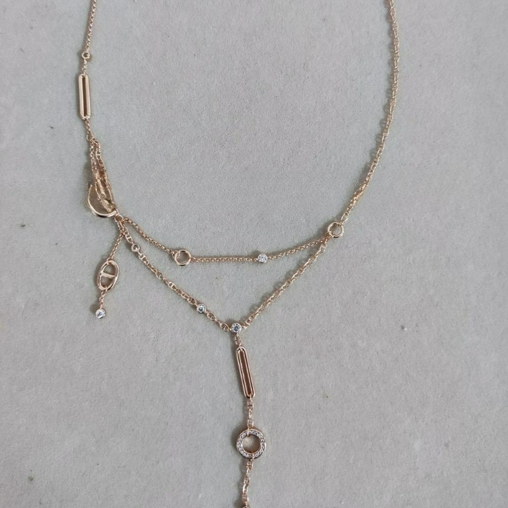 H Hög Version Ny Mode Grisnäsa Franskad Halsband Hög Nisch Design Mångsidig Nyckelbenskedja