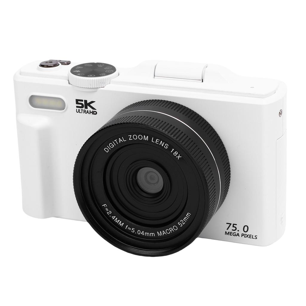 5K 75MP Digital Camera UHD AF Auto  18X Zoom WiFi Camera Webcam with 3 Inch 180 degrees    Screen Flash for Travel